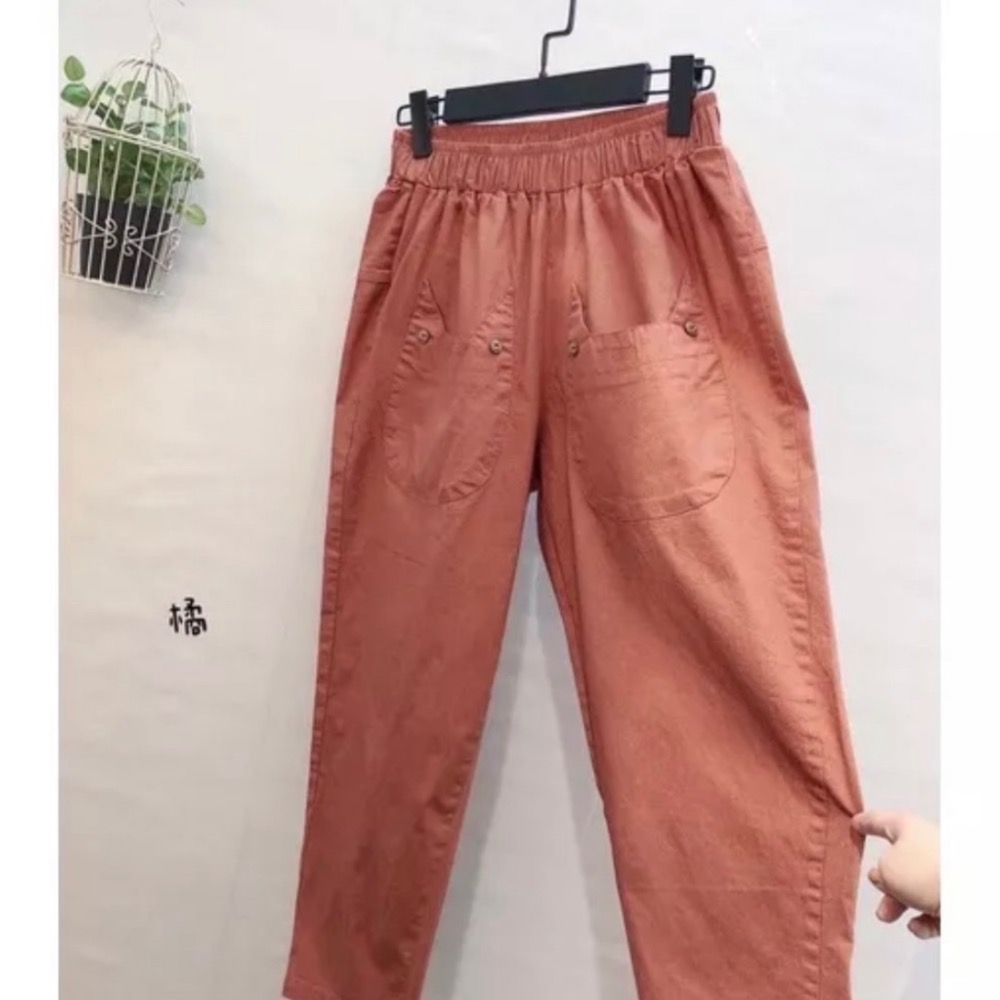 🔥喵咪貓咪🔥造型口袋 超透涼哈倫褲 涼感褲 休閒褲-細節圖5