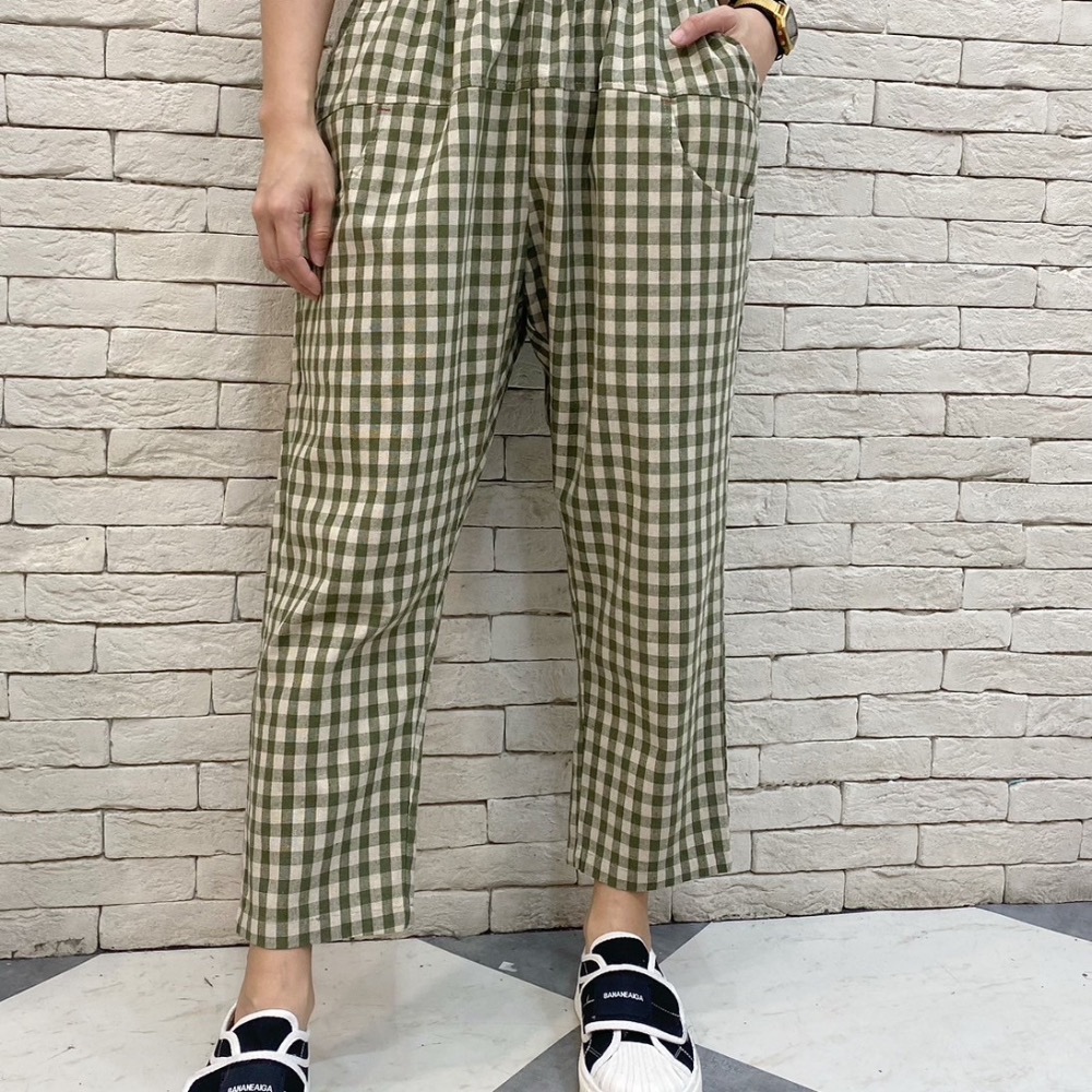 熱銷款 💗棋盤格休閒褲 💗方型菱格紋寬闊褲 休閒褲-細節圖2
