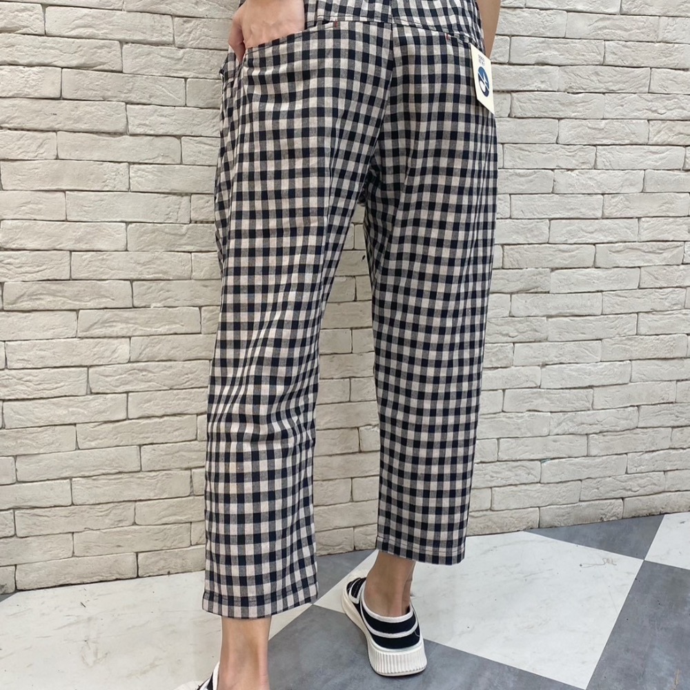 熱銷款 💗棋盤格休閒褲 💗方型菱格紋寬闊褲 休閒褲-細節圖3