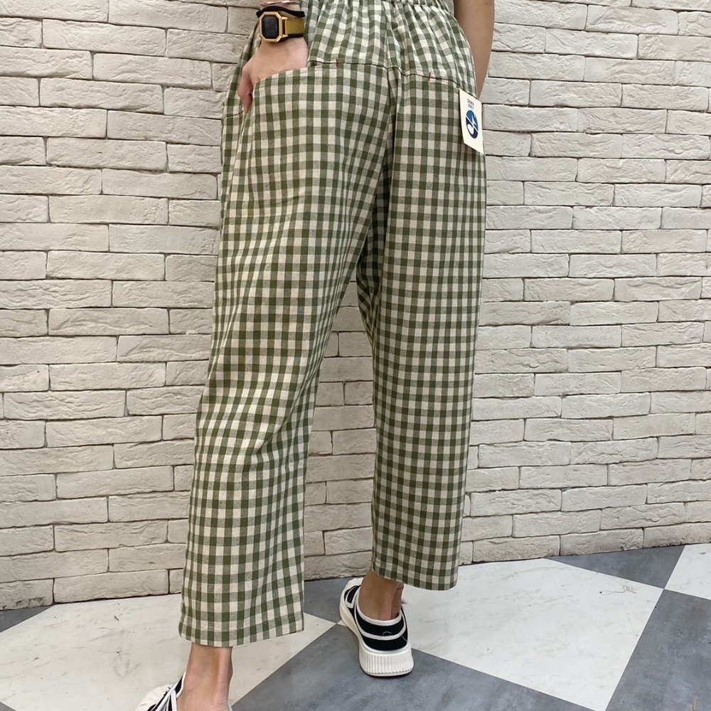 熱銷款 💗棋盤格休閒褲 💗方型菱格紋寬闊褲 休閒褲-細節圖4