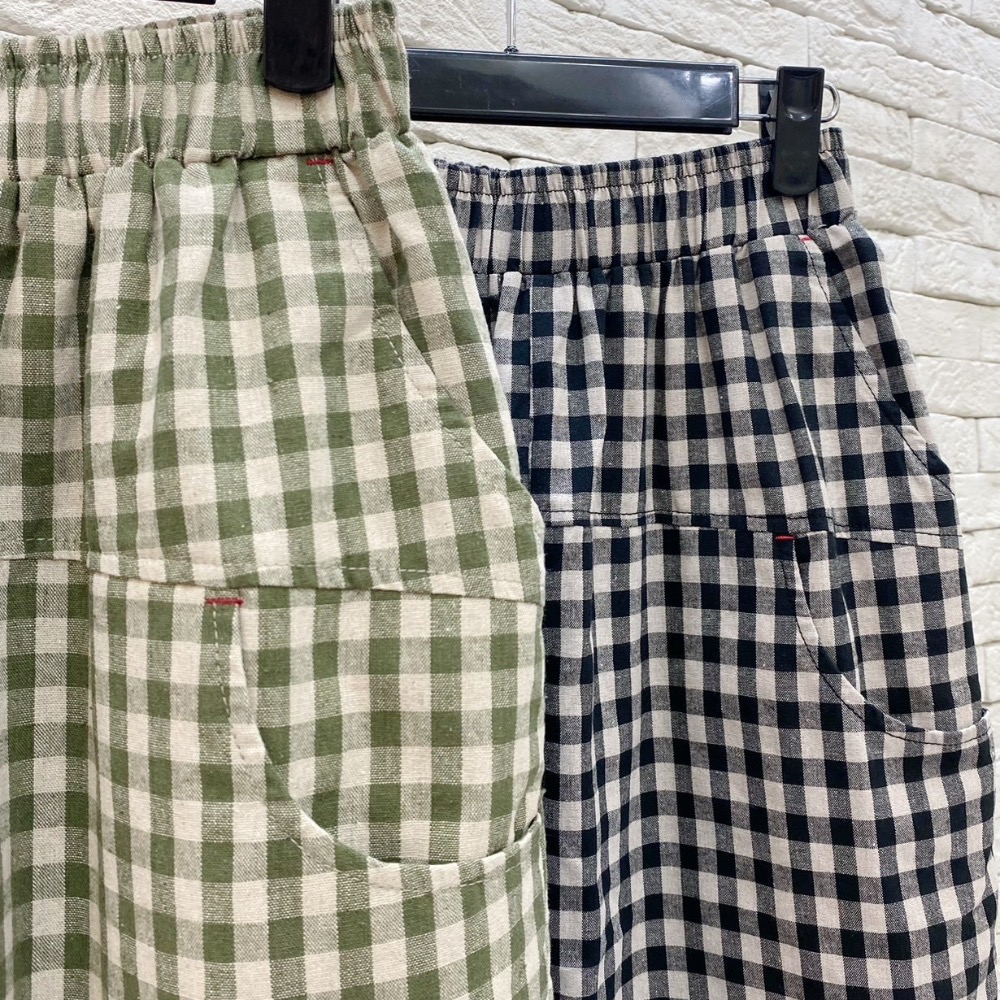 熱銷款 💗棋盤格休閒褲 💗方型菱格紋寬闊褲 休閒褲-細節圖7