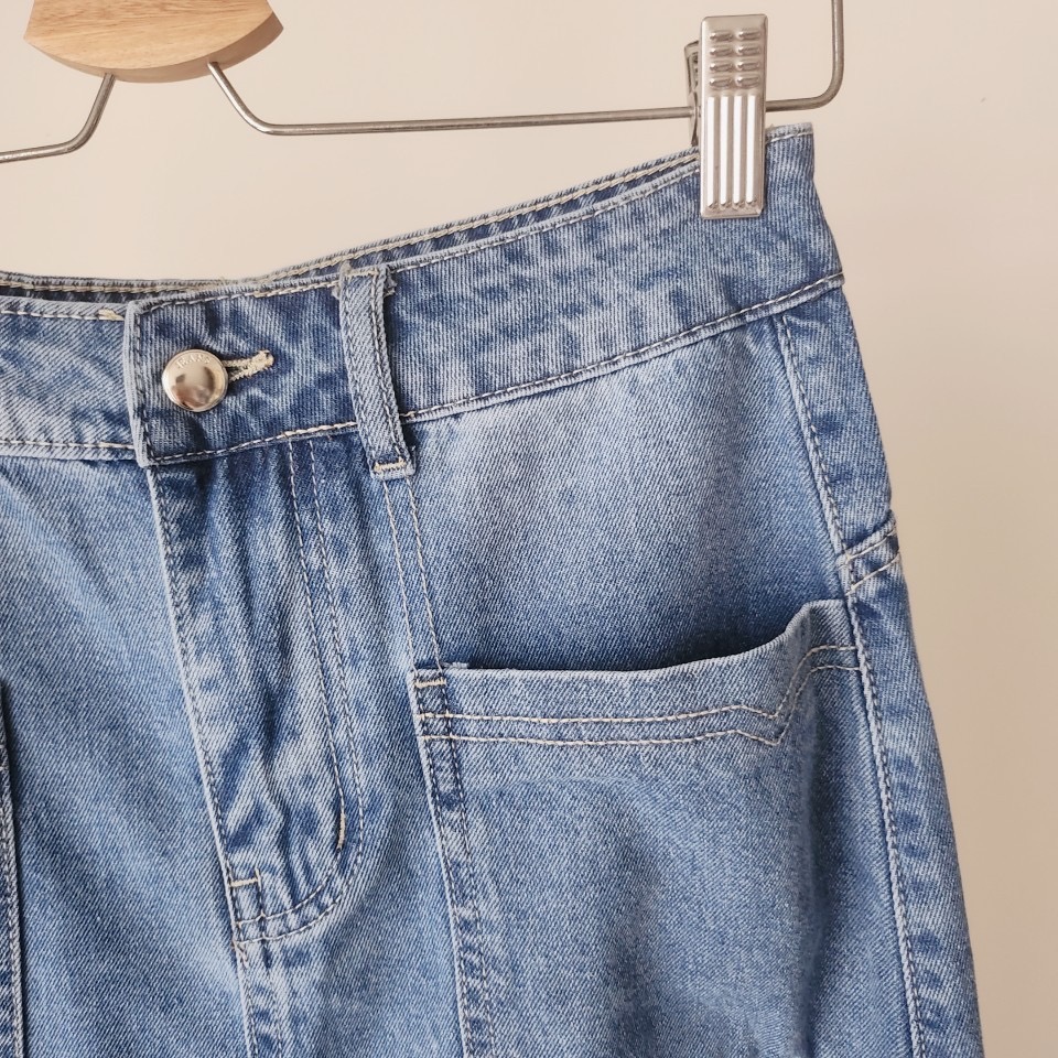 率性風格牛仔長裙💫爪破單寧長裙-細節圖6