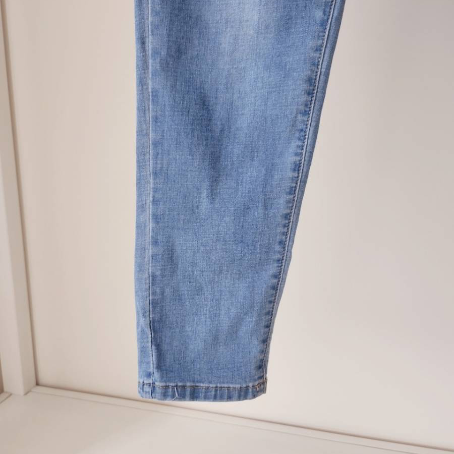 💫修身顯瘦腰圍超彈力💫抽繩款微水刷白哈倫褲 休閒褲-細節圖8