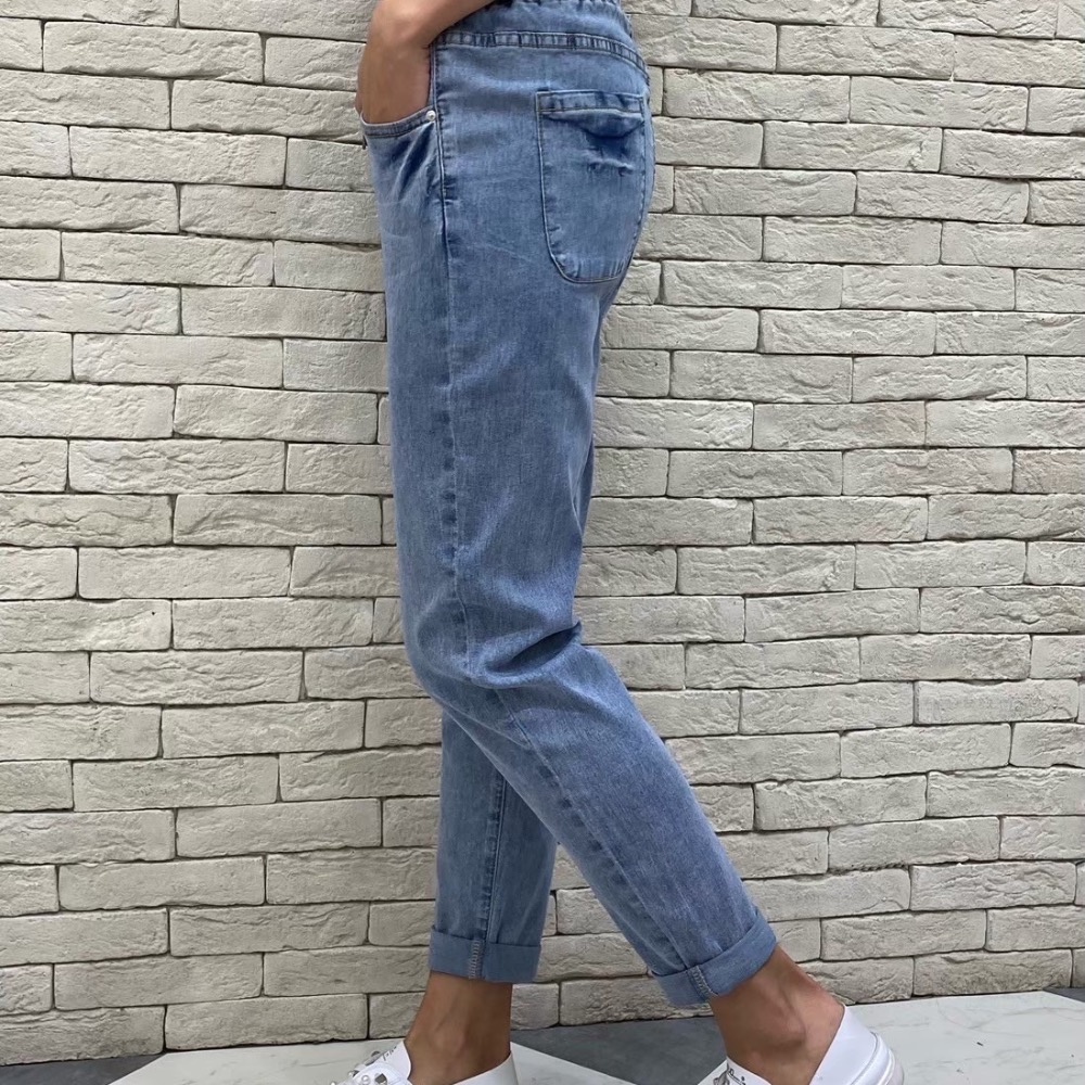 💫熱銷薄款棉彈鬆緊腰身+抽繩💫 男友褲 哈倫褲 老爺褲 休閒褲-細節圖3