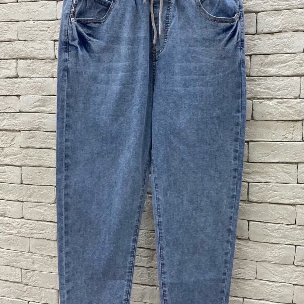 💫熱銷薄款棉彈鬆緊腰身+抽繩💫 男友褲 哈倫褲 老爺褲 休閒褲-細節圖5