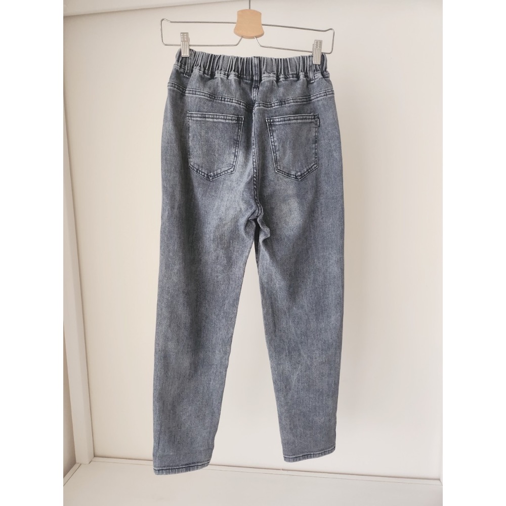 🌟街頭風🌟 彈力腰圍+抽繩💫割破款哈倫褲 男友褲 休閒褲💯-細節圖6