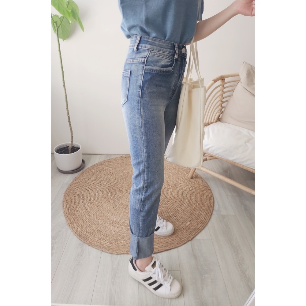 🌟街頭風🌟 牛仔復古褲腳反折款✅個性男朋友褲 老爺褲💯-細節圖2