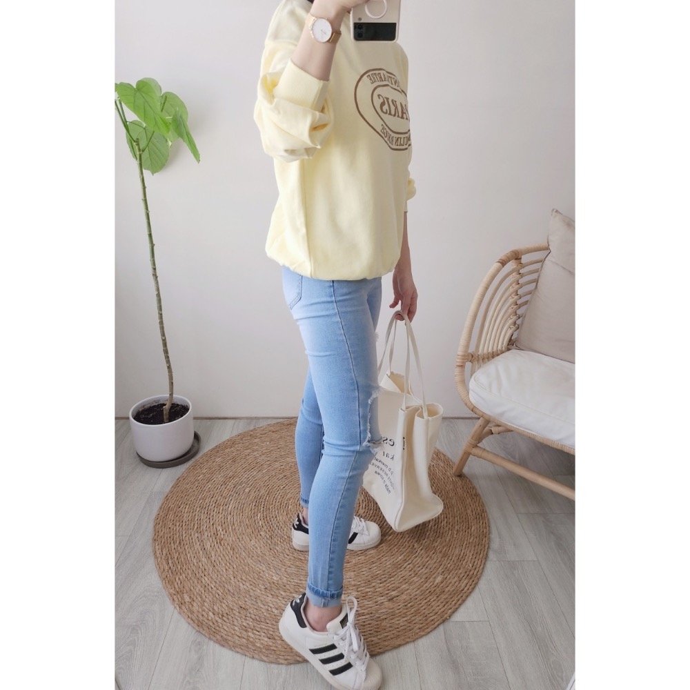 🌟時尚單品🌟 棉彈刷白搞破✅修身顯瘦牛仔褲 窄直褲💯-細節圖3