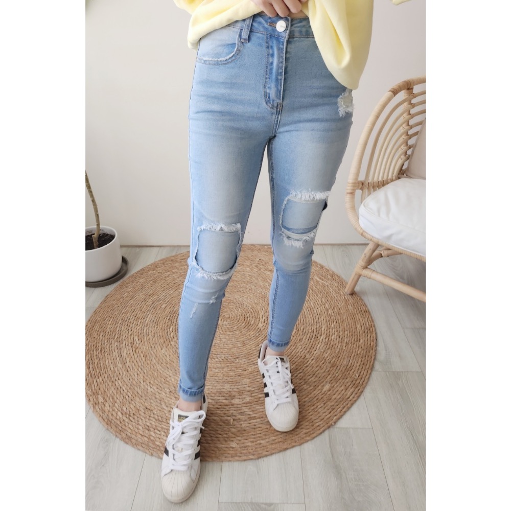 🌟顯瘦款🌟 搞破復古刷白💫爆款修身窄直筒褲💯-細節圖2