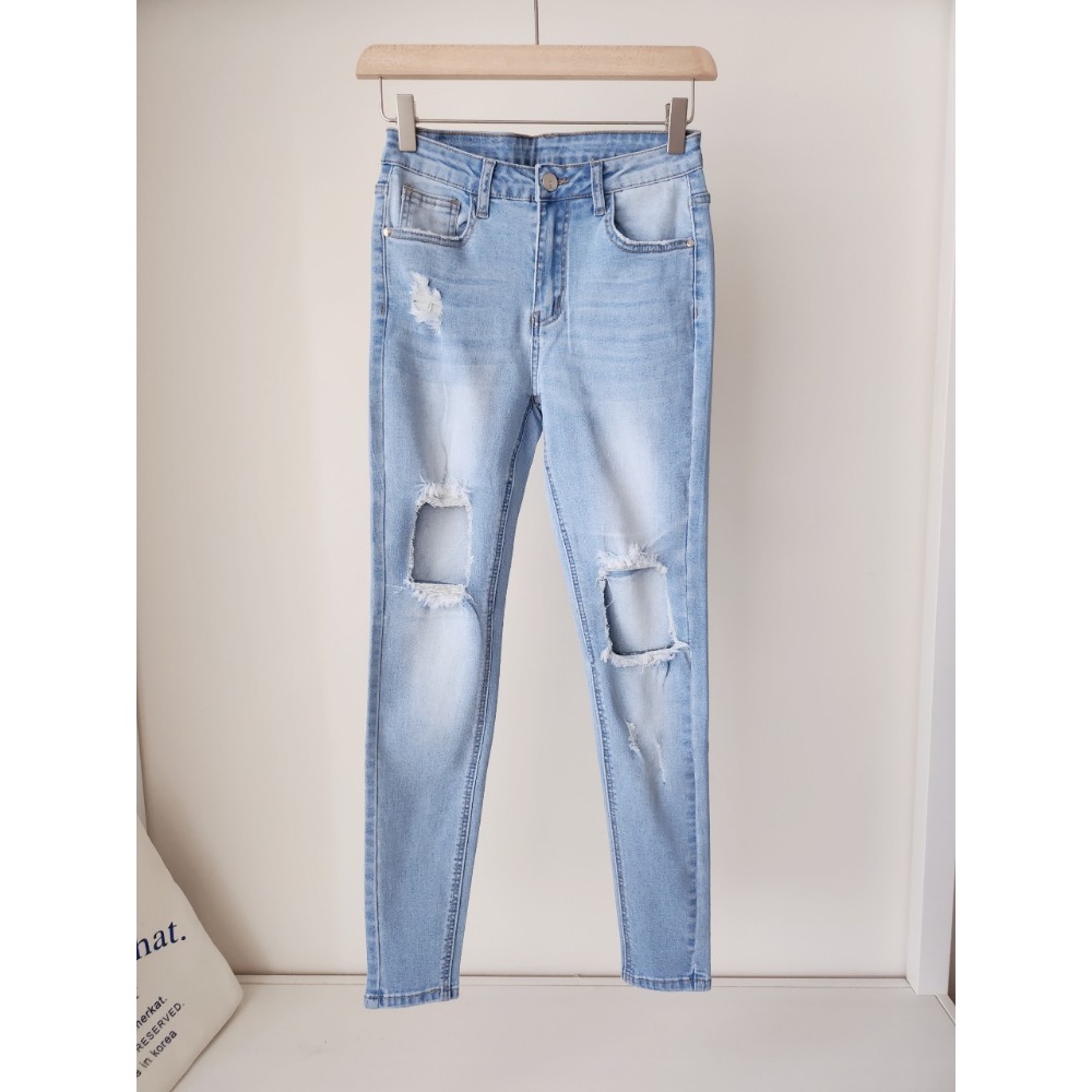 🌟顯瘦款🌟 搞破復古刷白💫爆款修身窄直筒褲💯-細節圖5