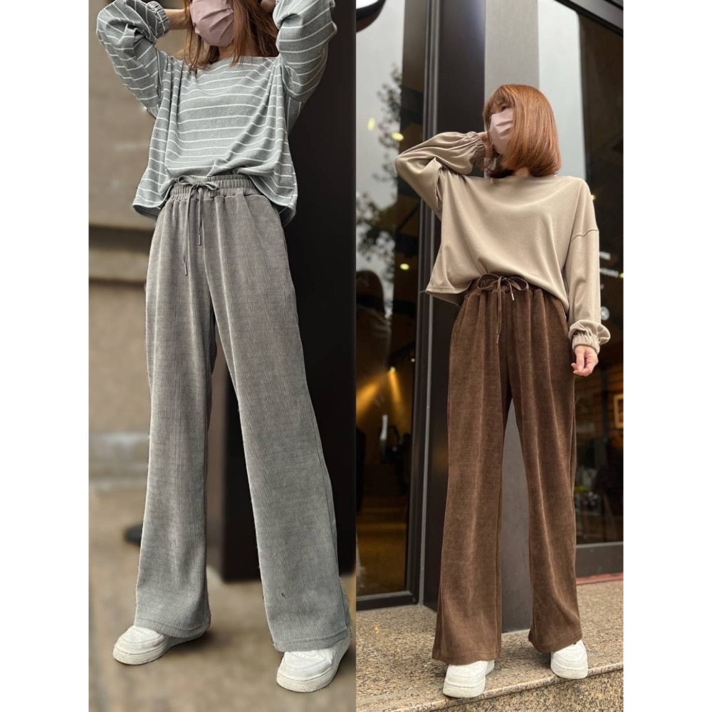 🌟暖暖上市🌟 微光燈芯絨寬闊落地褲✅舒適輕鬆好穿搭💯-細節圖2