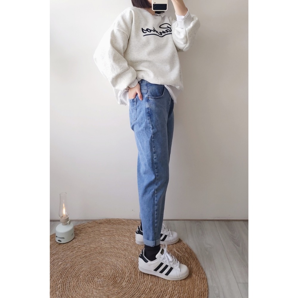 🌟極緻街頭🌟 雙釦彈力淺刷色💫牛仔哈倫褲 老爺褲 男朋友褲💯-細節圖3