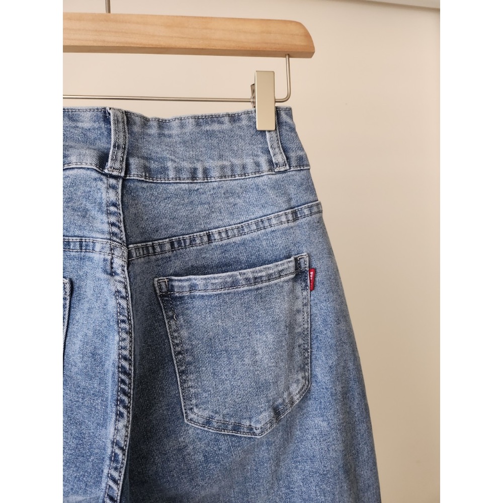 🌟極緻街頭🌟 雙釦彈力淺刷色💫牛仔哈倫褲 老爺褲 男朋友褲💯-細節圖7