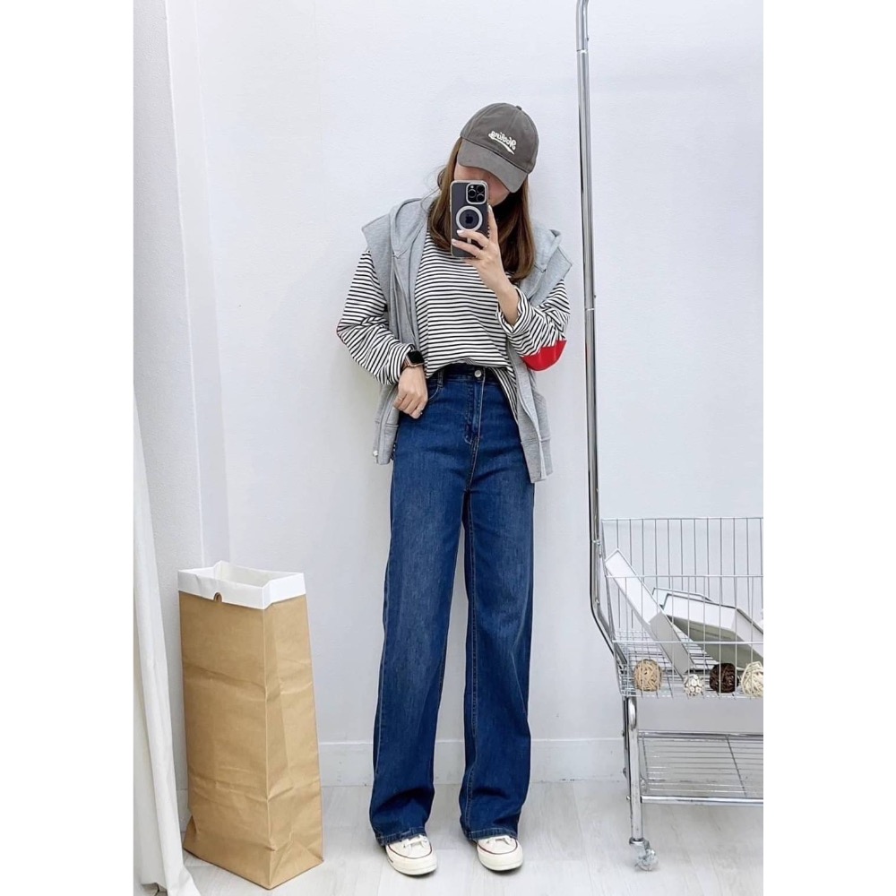 牛仔寬闊落地褲✅ 好看好穿好搭配💯-細節圖3