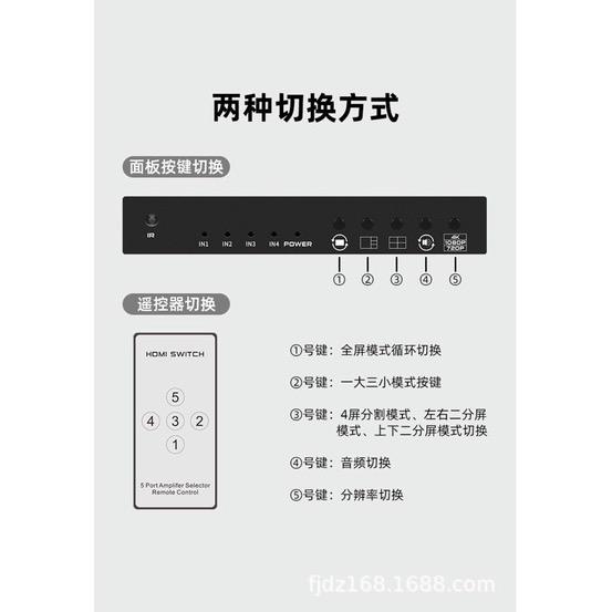 畫面分屏器 分割器4Kx2K HDMI四進一出畫面分割器 附紅外線遙控器 四屏同顯示#HDMI#-細節圖8