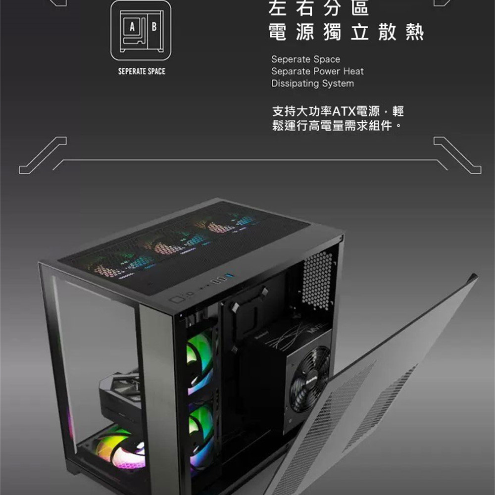 百優 TrendSonic 翰欣 海景房雙艙MATX機箱-黑/白現貨 電腦機殼-細節圖7