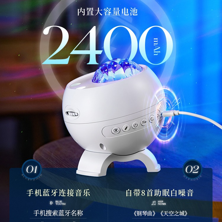 【台灣現貨】北極光星空投影燈臥室頂滿天星星光旋轉氛圍浪漫氣氛小夜燈禮物-細節圖3