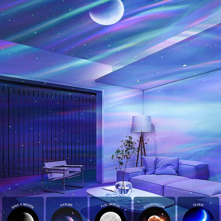 【台灣現貨】北極光星空投影燈臥室頂滿天星星光旋轉氛圍浪漫氣氛小夜燈禮物-細節圖4