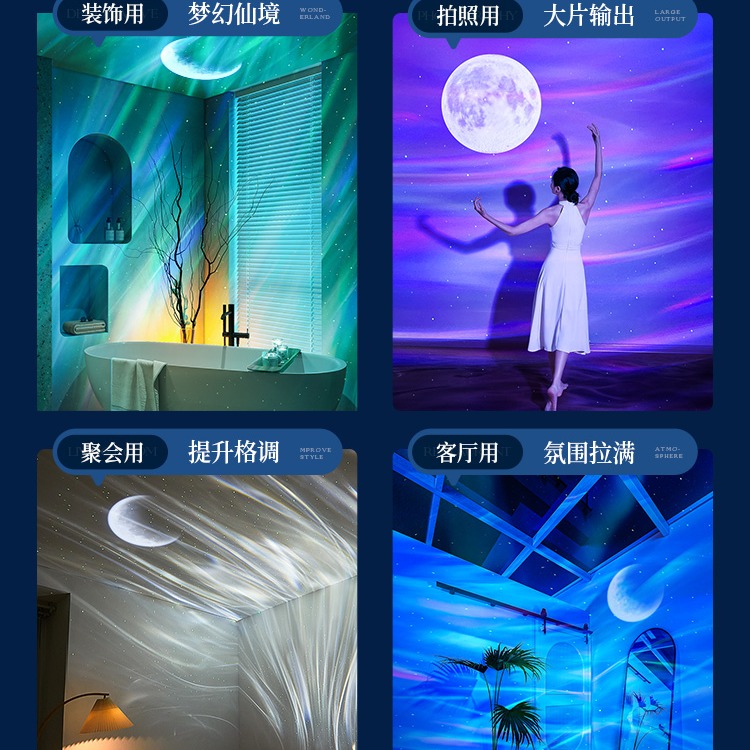 【台灣現貨】北極光星空投影燈臥室頂滿天星星光旋轉氛圍浪漫氣氛小夜燈禮物-細節圖5