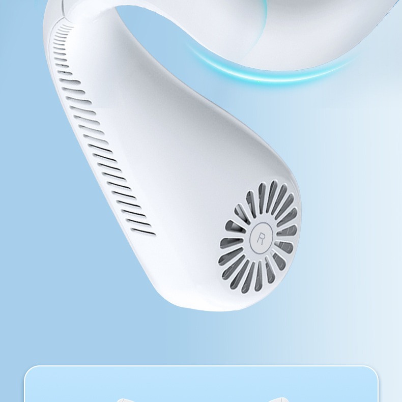 【台灣現貨】掛脖小風扇強力無葉靜音隨身輕巧三檔調節降溫智能無葉掛脖風扇-細節圖4