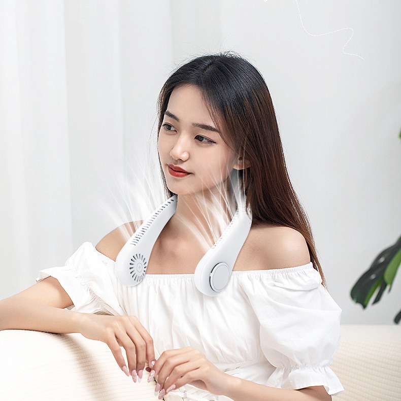 【台灣現貨】掛脖小風扇強力無葉靜音隨身輕巧三檔調節降溫智能無葉掛脖風扇-細節圖6