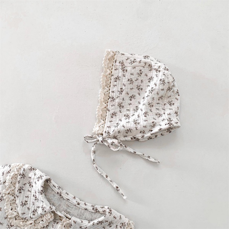 【24H出貨】包屁衣💛 碎花蕾絲娃娃領包屁衣 (附贈帽子) 新生兒包屁衣 長袖包屁衣 新生兒衣服 嬰兒衣服 包屁-細節圖7