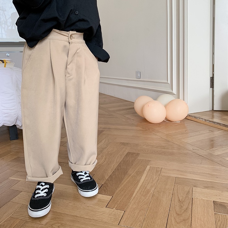 男童長褲【24H出貨】💛日系 男童 直筒休閒西裝褲 童裝 男童裝 男童長褲 男童西裝 女童長褲 男童套裝 韓版童裝 卡其-細節圖2