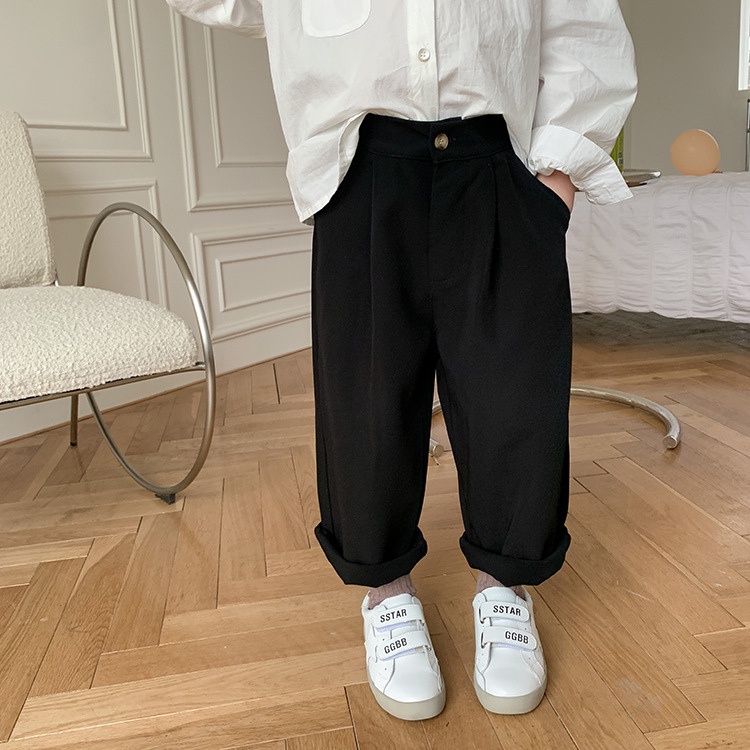 男童長褲【24H出貨】💛日系 男童 直筒休閒西裝褲 童裝 男童裝 男童長褲 男童西裝 女童長褲 男童套裝 韓版童裝 卡其-細節圖4