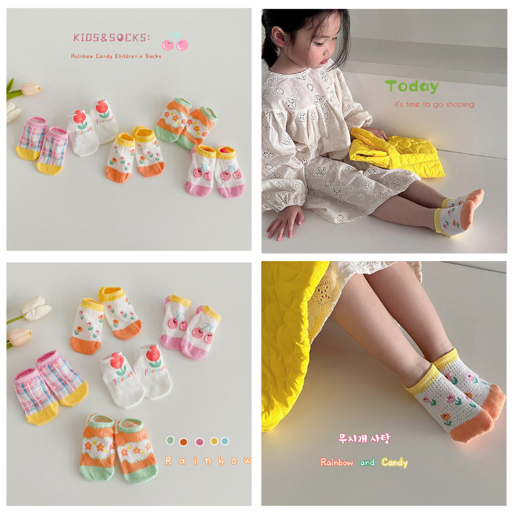 【台灣現貨】💛 止滑透氣兒童襪子 襪子 童襪 男童襪 女童襪 寶寶襪 兒童襪子 春夏款襪子 寶寶襪子 全棉襪子 網眼襪-細節圖2