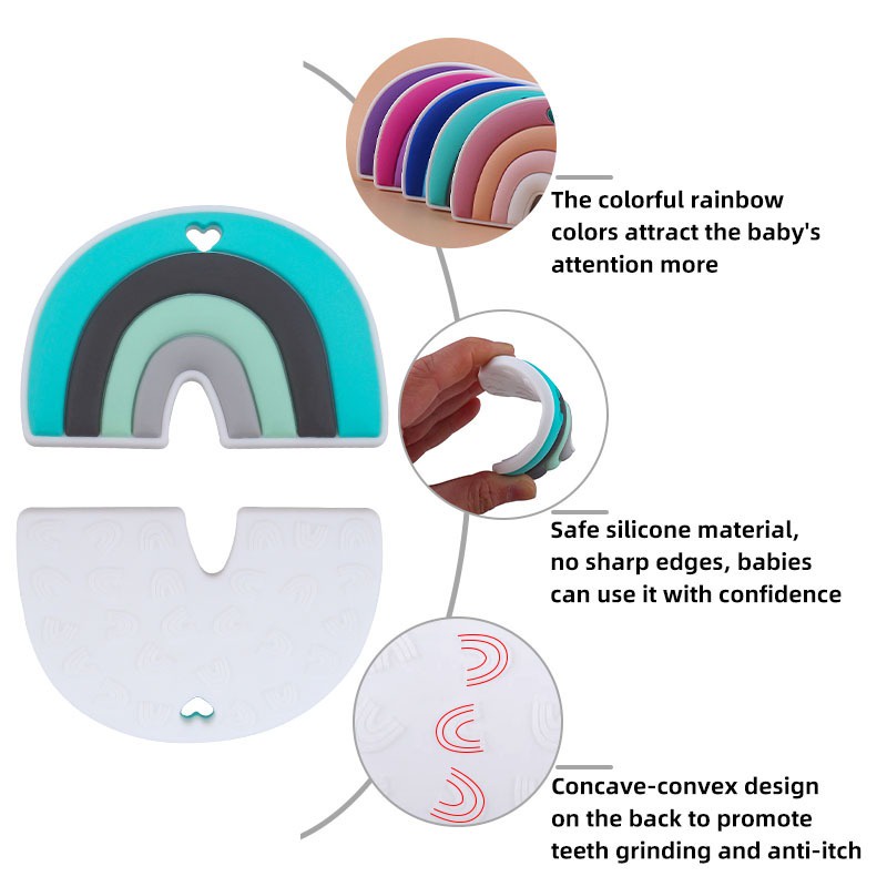 新款💛彩虹 造型固齒器 防掉固齒器 咬咬樂 磨牙玩具 矽膠固齒器 固齒器 寶寶 食品級矽膠 矽膠 玩具-細節圖4