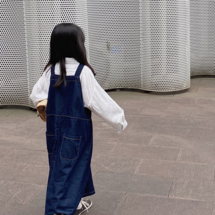 吊帶裙【24H出貨】💛日系 單寧牛仔吊帶長裙 女童洋裝 童裝 女童裝 牛仔裙 牛仔吊帶裙 裙 裙子 牛仔長裙-細節圖5