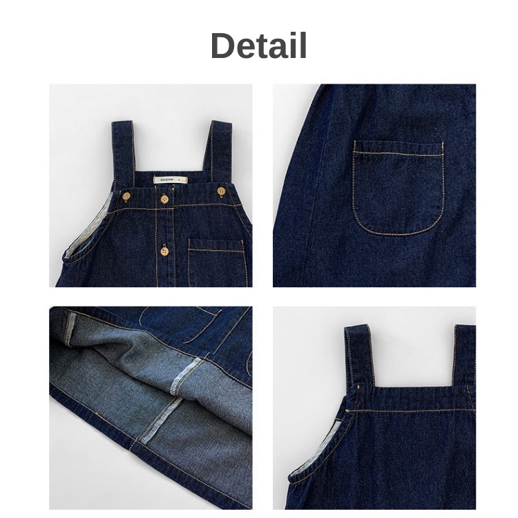 吊帶裙【24H出貨】💛日系 單寧牛仔吊帶長裙 女童洋裝 童裝 女童裝 牛仔裙 牛仔吊帶裙 裙 裙子 牛仔長裙-細節圖6