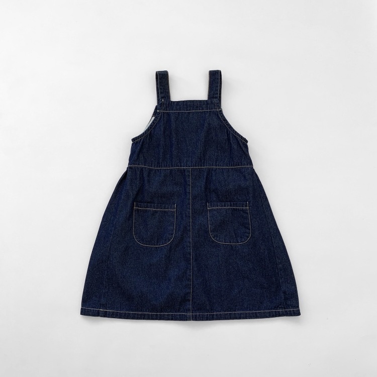 吊帶裙【24H出貨】💛日系 單寧牛仔吊帶長裙 女童洋裝 童裝 女童裝 牛仔裙 牛仔吊帶裙 裙 裙子 牛仔長裙-細節圖8
