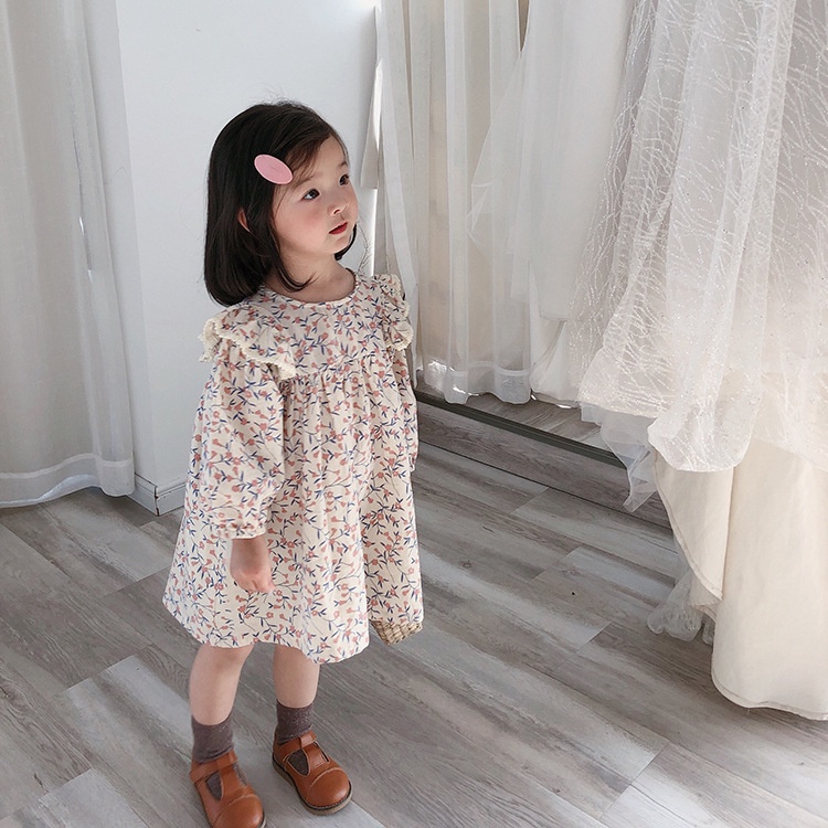 兒童洋裝【24H出貨】💛韓系 女童 棉麻碎花氣質娃娃洋裝 童裝 女童裝 女童洋裝 兒童洋裝 洋裝 女童套裝 裙 裙子-細節圖5