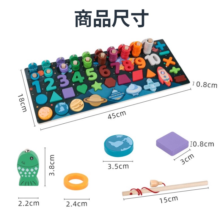 新款💛宇宙益智對數板 兒童木質拼圖 早教玩具 數字積木拼圖玩具 寶寶形狀認知對數板 木製拼圖 手抓嵌板早教益智教具拼圖-細節圖8