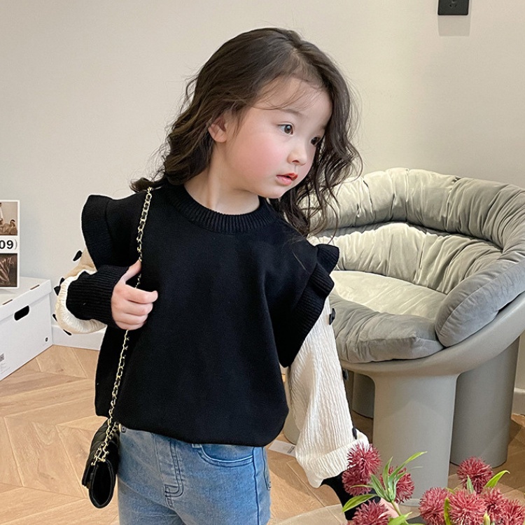 女童上衣【24H出貨】💛韓系 女童 撞色蝴蝶結假兩件針織上衣 童裝 女童裝 女童上衣 長袖上衣 女童套裝 女童套裝秋冬-細節圖4