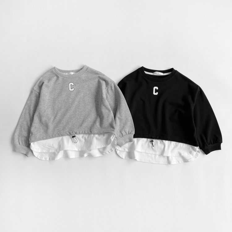 兒童上衣【24H出貨】💛日系 男童 假兩件長袖大學T 男童套裝 男童裝 兒童套裝 韓版童裝 男童上衣 女童上衣 女童衣服-細節圖8