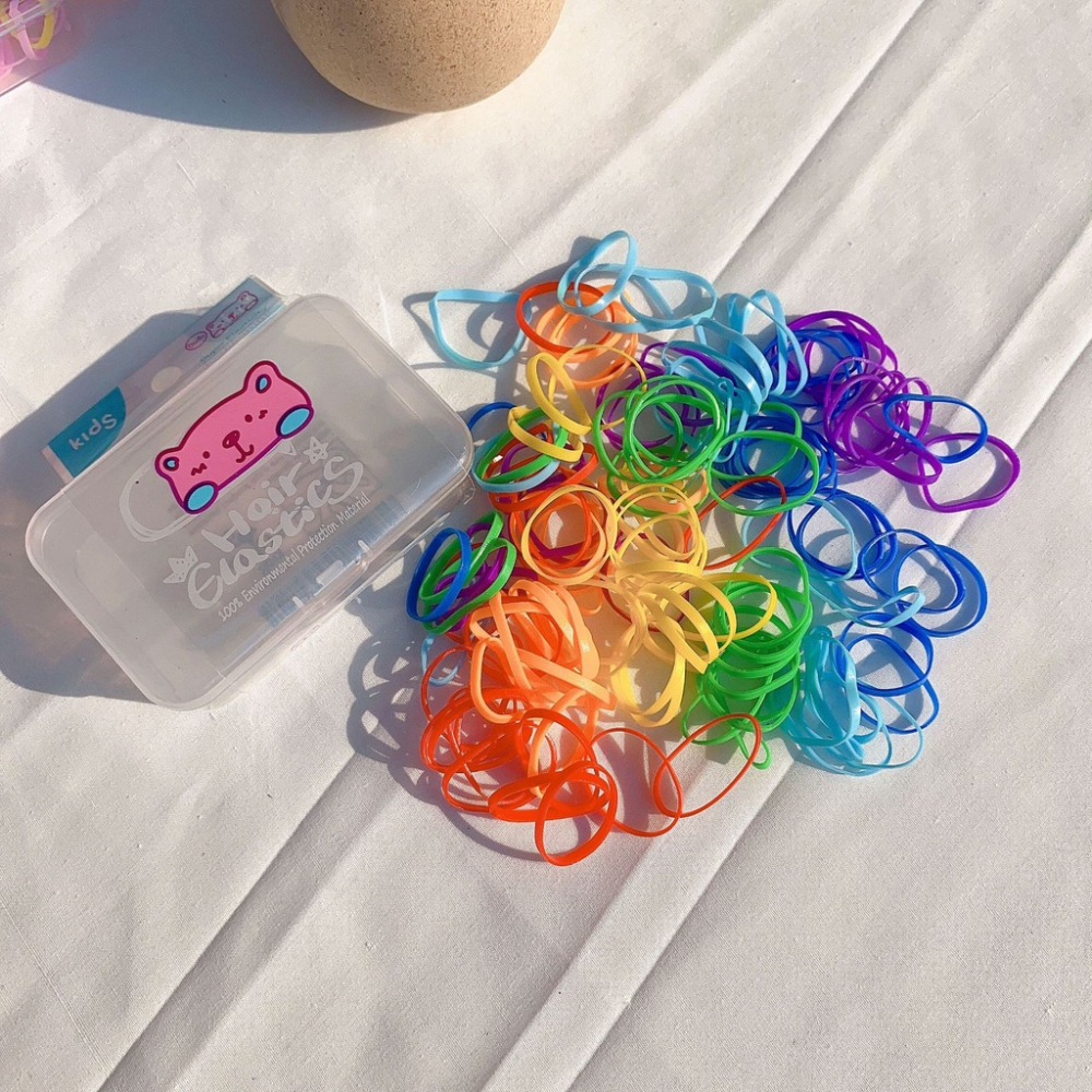 【台灣現貨】💛髮圈買一送一 兒童髮圈 繽紛橡皮筋髮圈 綁頭髮 兒童髮飾 女童髮飾 嬰兒髮飾 小髮圈 綁頭髮髮圈 寶寶髮圈-細節圖2
