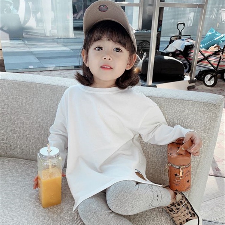 女童上衣【24H出貨】💛韓系 女童 素面小熊長袖上衣 童裝 女童裝 女童上衣 長袖上衣 女童套裝 女童套裝秋冬 長版T-細節圖2