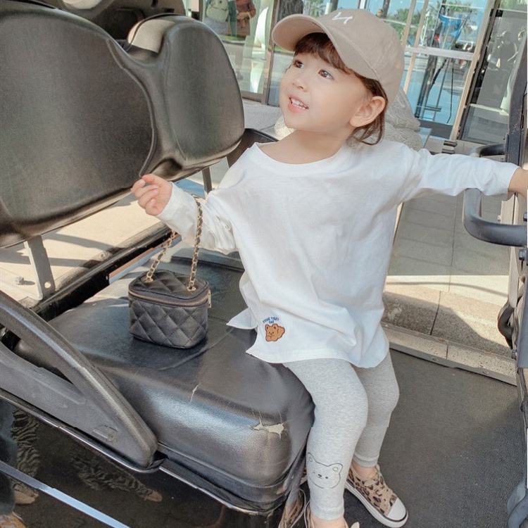 女童上衣【24H出貨】💛韓系 女童 素面小熊長袖上衣 童裝 女童裝 女童上衣 長袖上衣 女童套裝 女童套裝秋冬 長版T-細節圖4