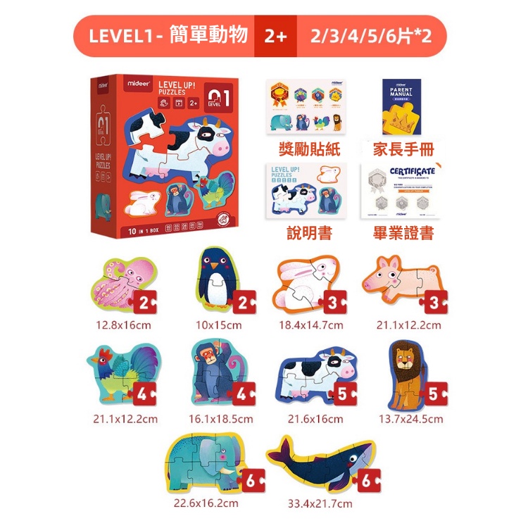 新款💛名師推薦 mideer 兒童早教益智拼圖 1-5階賣場 動物拼圖 大塊拼圖 進階式拼圖 兒童禮物 拼圖 兒童玩具-細節圖8