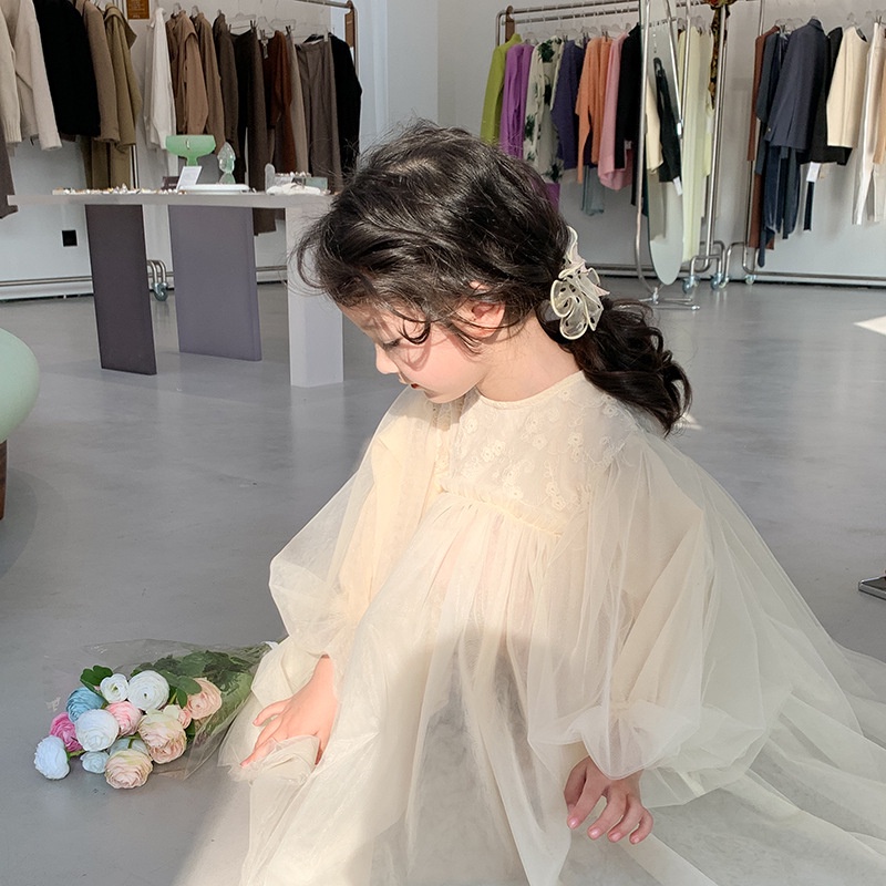 兒童洋裝【新款上市】💛韓系 絕美小仙女 仙氣爆表 蕾絲澎澎袖長袖洋裝 童裝 女童裝 女童洋裝 公主裝 洋裝 女童套裝-細節圖3