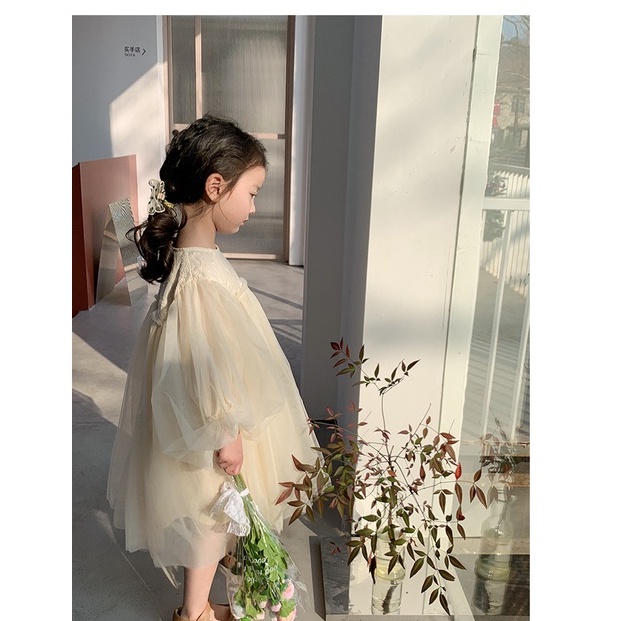 兒童洋裝【新款上市】💛韓系 絕美小仙女 仙氣爆表 蕾絲澎澎袖長袖洋裝 童裝 女童裝 女童洋裝 公主裝 洋裝 女童套裝-細節圖4