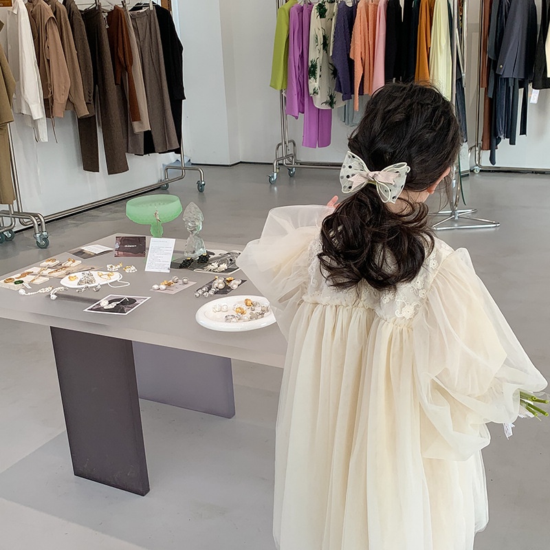 兒童洋裝【新款上市】💛韓系 絕美小仙女 仙氣爆表 蕾絲澎澎袖長袖洋裝 童裝 女童裝 女童洋裝 公主裝 洋裝 女童套裝-細節圖5