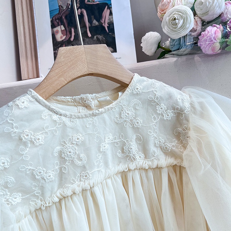 兒童洋裝【新款上市】💛韓系 絕美小仙女 仙氣爆表 蕾絲澎澎袖長袖洋裝 童裝 女童裝 女童洋裝 公主裝 洋裝 女童套裝-細節圖7