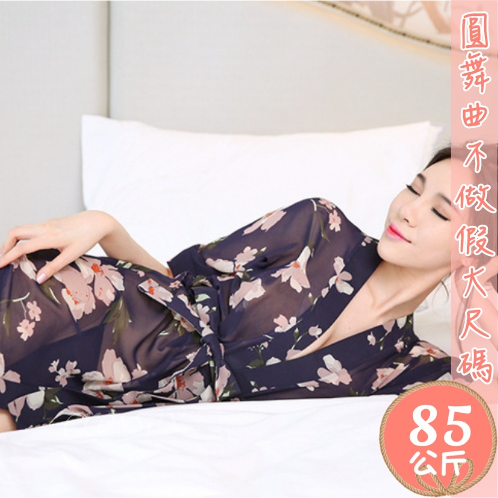 滿599送性感睡衣♥浪漫花朵印花雪紡睡袍-細節圖6