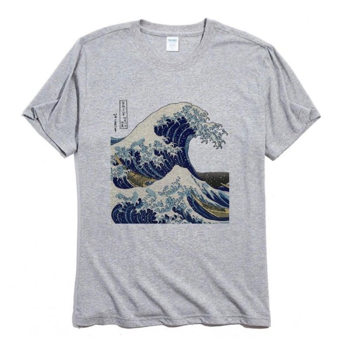 浮世繪波浪 短袖T恤 2色 海嘯日本富士山驚濤巨浪木版畫Japanese-細節圖2