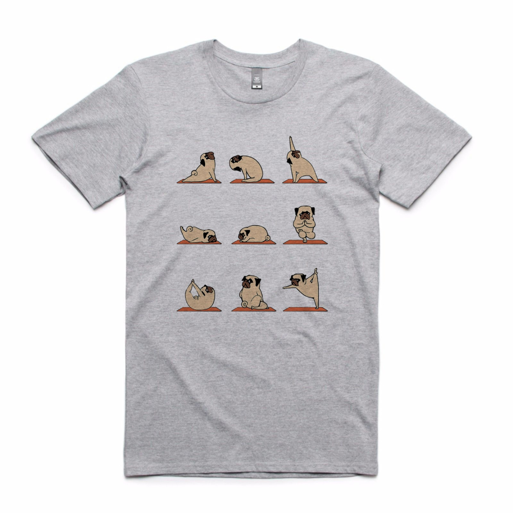 Pug Yoga 短袖T恤 2色 巴哥犬哈巴狗瑜珈趣味幽默動物印花潮T-細節圖2
