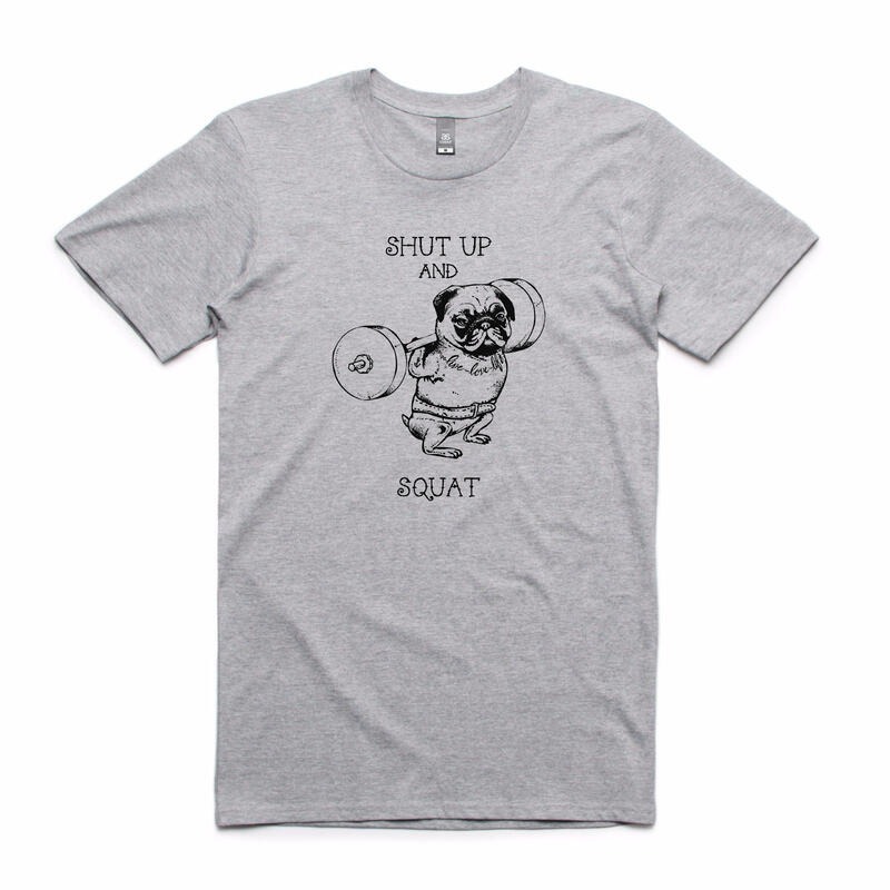 Shut up and squat pug 短袖T恤 4色 健美健力重訓運動練腿日健身八哥深蹲-細節圖2