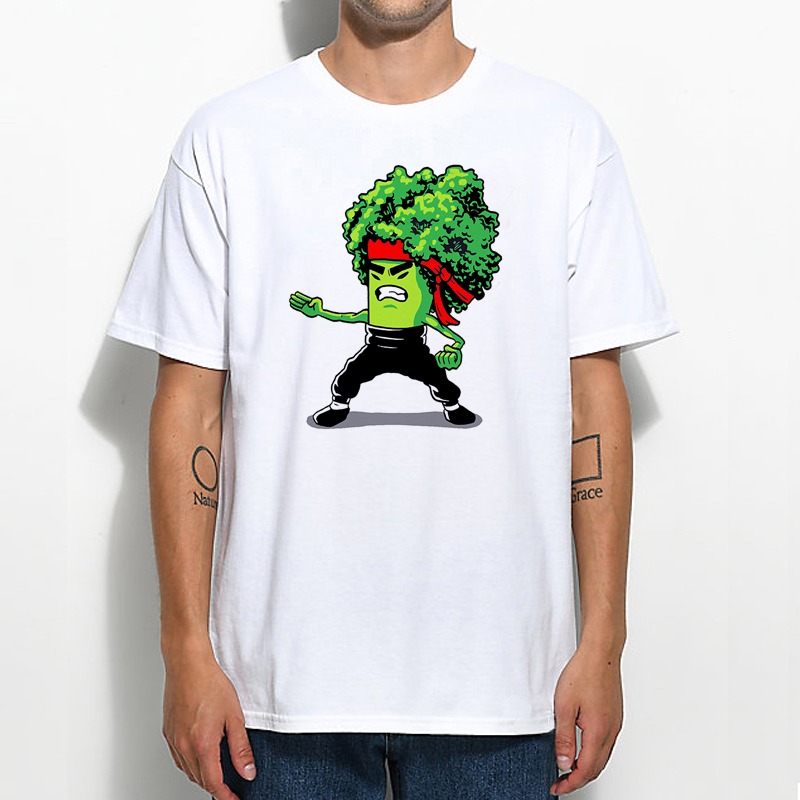 Brocco Bruce Lee 短袖T恤 白色 花椰菜 李小龍 趣味 設計 印花潮T-細節圖2